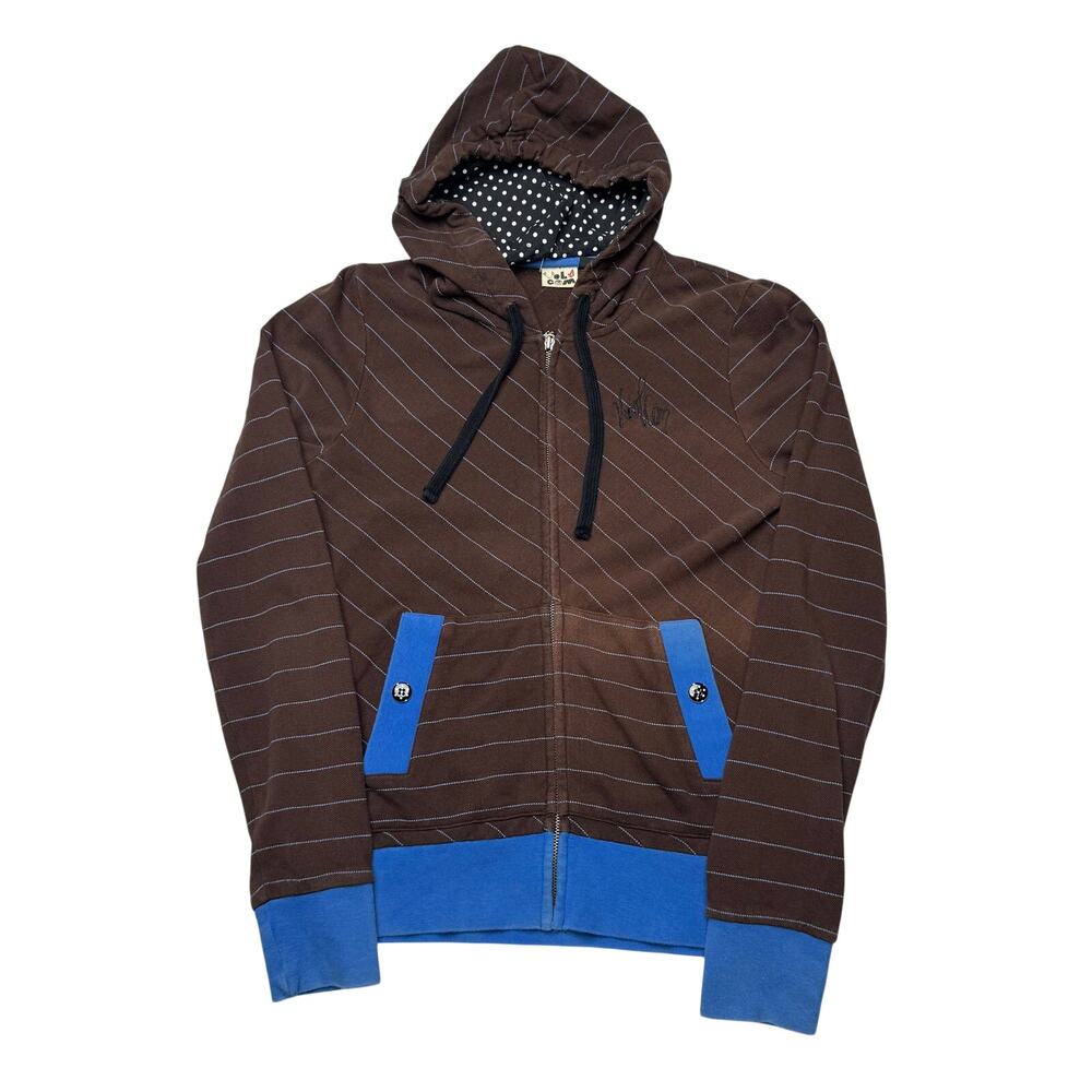 Vintage Y2K Volcom VS Argyle Pique Fleece Stripe Full Zip Hoodie Large Skater